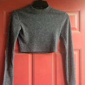 mock neck crop top long sleeve